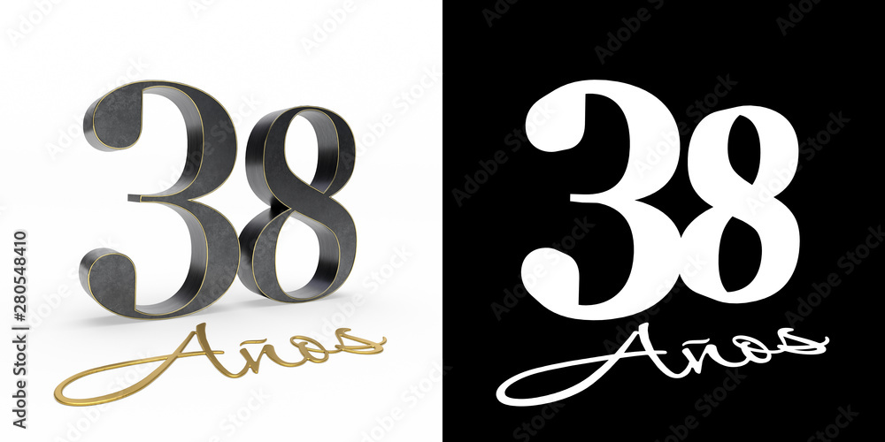 Inscription in Spanish. Golden number 38 years Inscription in Spanish. Golden number 38 years