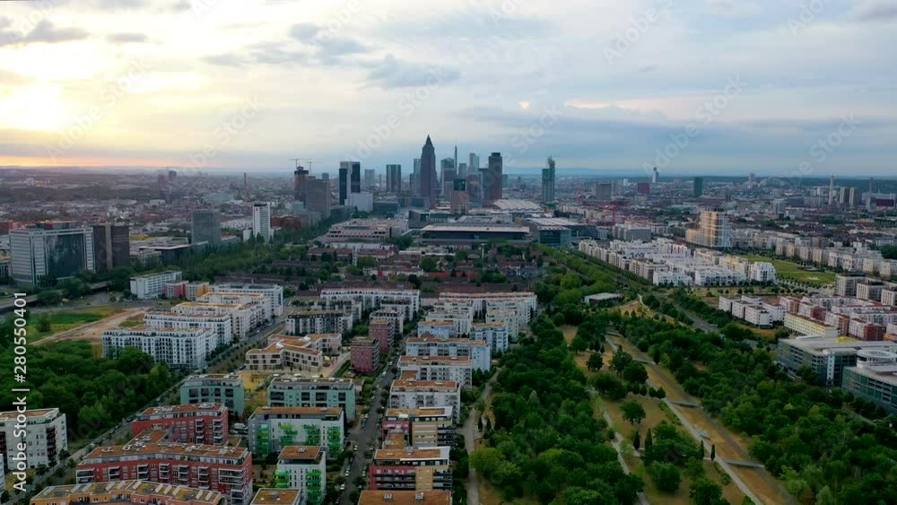 Franfkurt aerial skyline view video in 4k, germany city. Franfkurt aerial skyline view video in 4k, germany city.