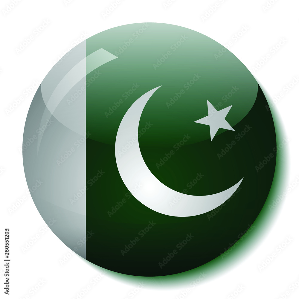 Pakistani flag glass button vector illustration Pakistani flag glass button vector illustration