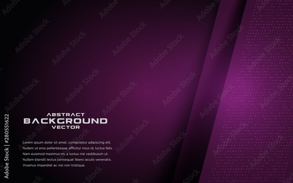 Dark abstract background with purple overlap layers. Modern shape with glitters dots element decoration. Realistic dimension design vector illustration. Dark abstract background with purple overlap layers. Modern shape with glitters dots element decoration. Realistic dimension design vector illustration.