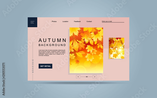 Landing Page, Website, Abstract Background Autumn Landscape template for website. Modern Minimal Eps 10