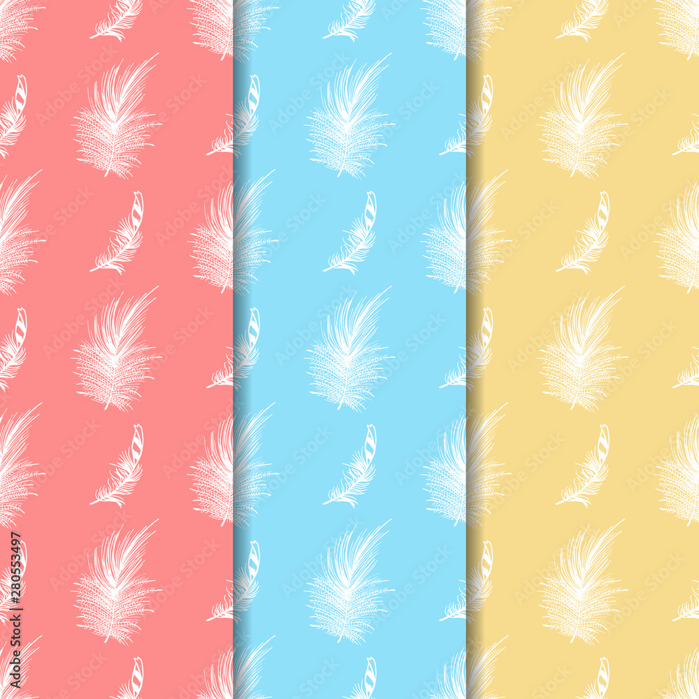 feather seamless pattern hand drawn sketch