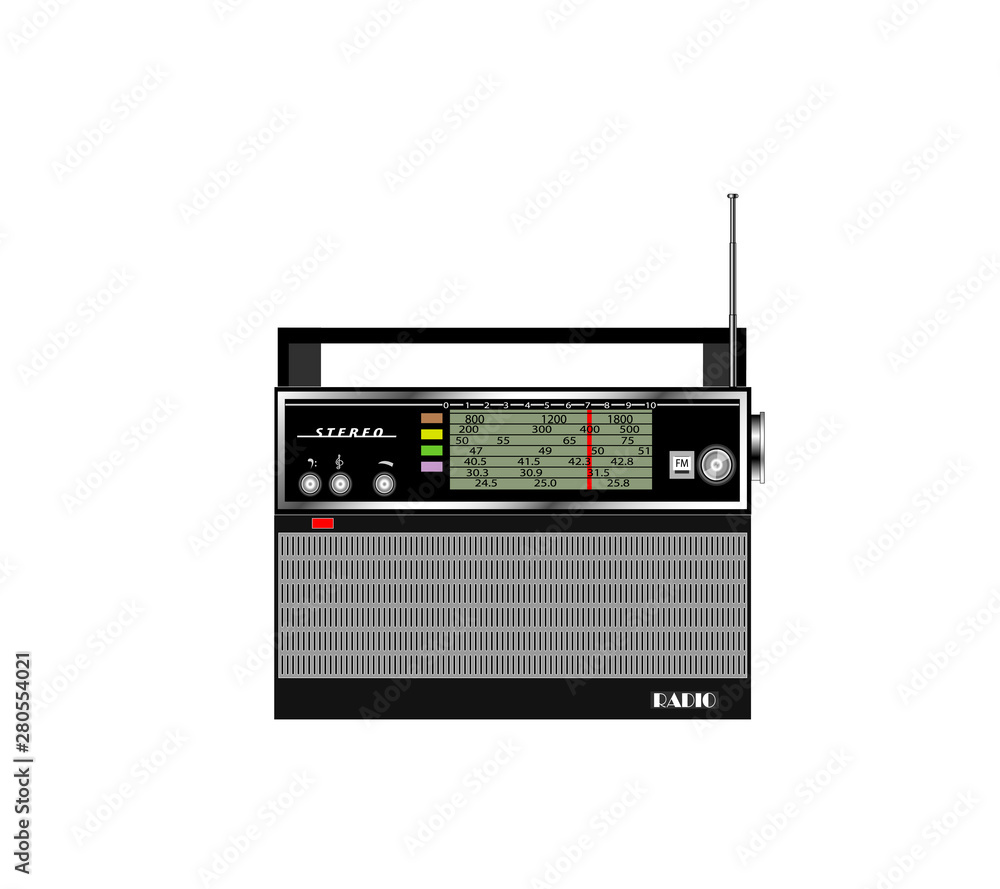 Fototapeta premium Old radio on white background. Vector illustration.