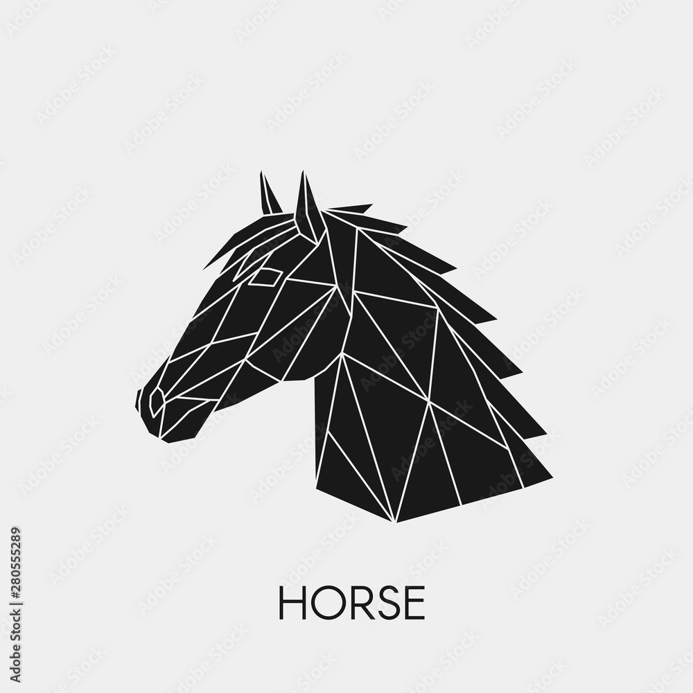 Geometric head horse. Polygonal animal. Black silhouette. Vector illustration. Stock Vector | Adobe Stock Geometric head horse. Polygonal animal. Black silhouette. Vector illustration. Stock Vector | Adobe Stock