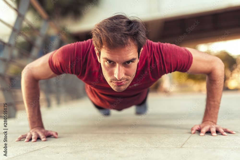 Good workout outdoors for a fit athletic young guy Good workout outdoors for a fit athletic young guy
