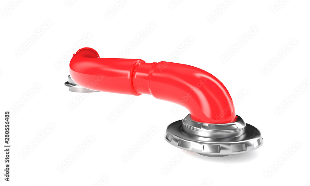Red water pipes on white background in pastel colors. Minimalism concept. 3d rendering Red water pipes on white background in pastel colors. Minimalism concept. 3d rendering