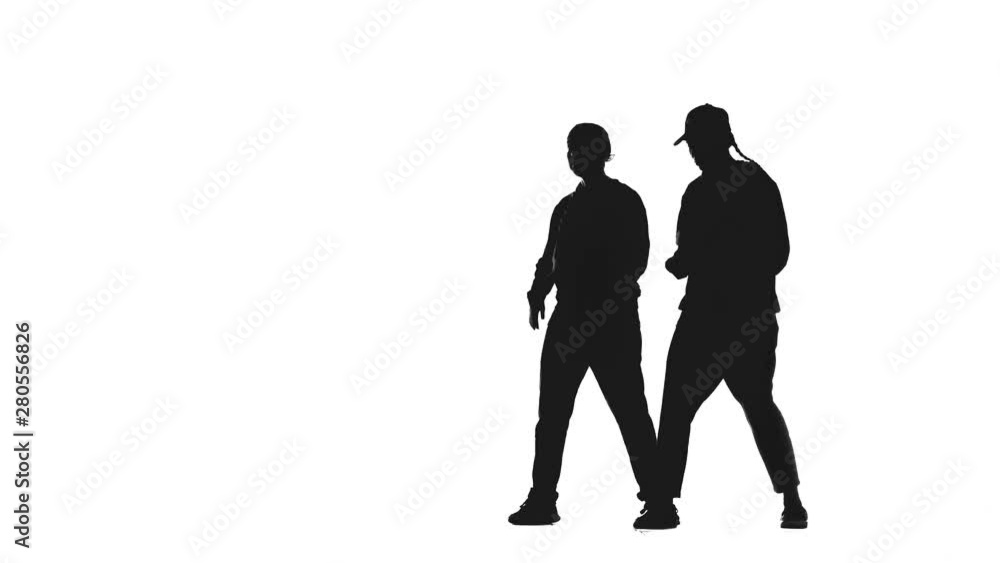 black silhouette on a white background, a duet of girls dancing hiphop, street dancing, isolated black silhouette on a white background, a duet of girls dancing hiphop, street dancing, isolated