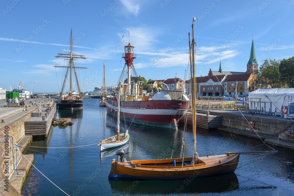 The harbour of Helsingor on Denmark