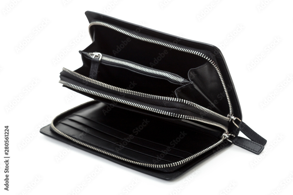 Men's black leather wallet isolated on white background Men's black leather wallet isolated on white background