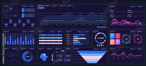 Presentation Template design. Business data graphs. Vector financial and marketing charts.	