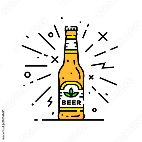 Craft beer bottle line icon