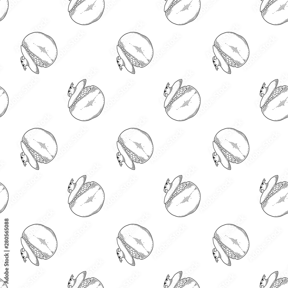 Fresh raw pomegranate. Vector concept in doodle and sketch style. Hand drawn illustration for printing on T-shirts, postcards. Fresh raw pomegranate. Vector concept in doodle and sketch style. Hand drawn illustration for printing on T-shirts, postcards.