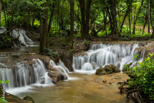 Waterfall in autumn forest, Kanchanaburi, thailand.