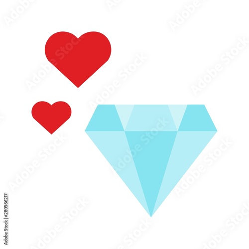 Diamond vector, wedding related flat style icon