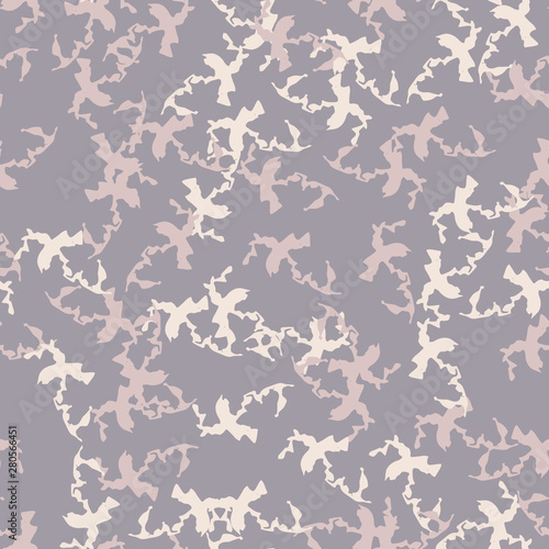 Urban UFO camouflage of various shades of pink, violet and beige colors