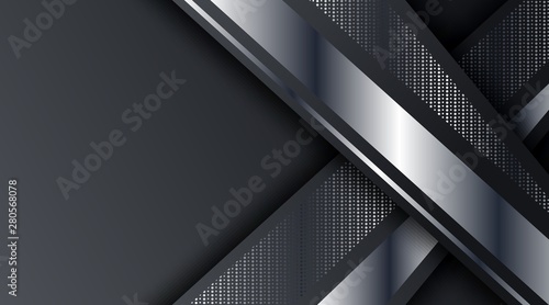 Abstract Black Silver Metallic Frame Tech Glowing Elegant Design Background Template