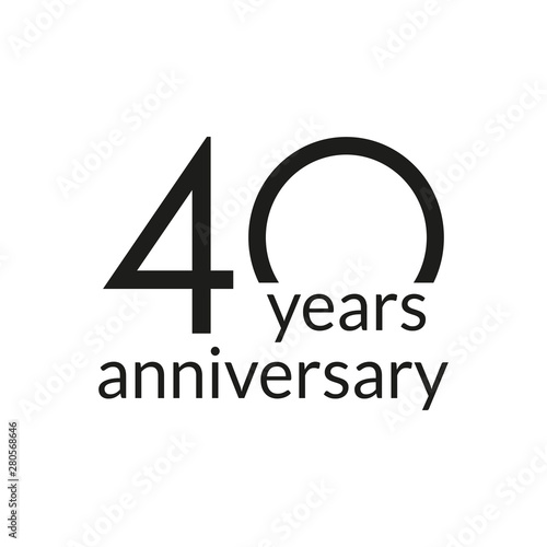 40 years anniversary celebrating icon or logo. Birthday, greeting card design template. Vector illustration. 