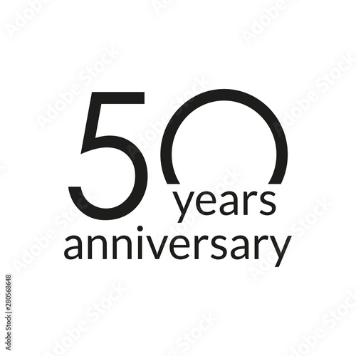 50 years anniversary celebrating icon or logo. Birthday, greeting card design template. Vector illustration. 