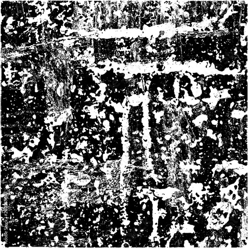 Grunge background black and white. Vector city texture dark. Abstract pattern of cracks, dust, dirt. Old worn surface of destruction. Corrosion covered wall.