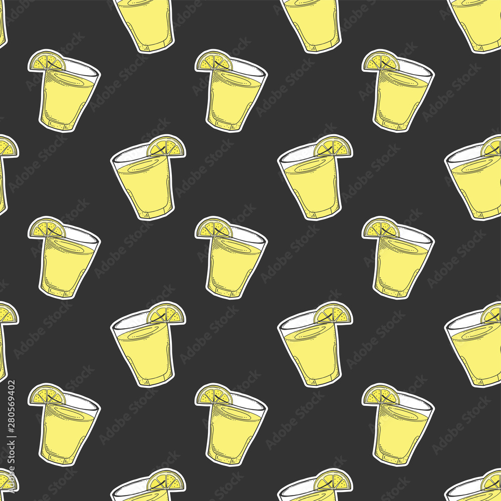 Lemonade cup with lemon slice. Vector concept in doodle and sketch style. Hand drawn