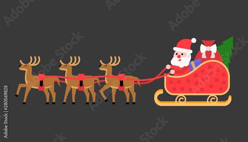 Christmas carols reindeer editable outline doodle illustration in flat design.