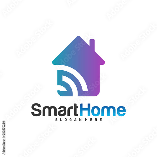 Wifi House Vector Logo. Smart Home Tech Logo Vector. House Net Logo Concept Vector