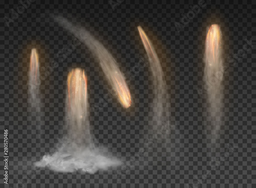 Space rocket bomb Smoke isolated on transparent background