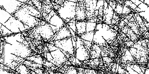Black and white grunge texture seamless. Abstract monochrome background. Dirty covered with a chaotic pattern on the surface. Vintage old wall in scratches and scuffs.