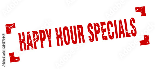 happy hour specials stamp. happy hour specials square grunge sign. happy hour specials