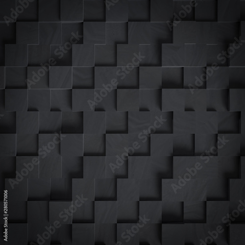Dark grey abstract futuristic cubes shape background, 3d render illustration