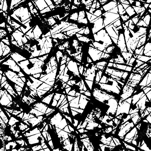 Abstract grunge background black and white. Seamless texture of scratches, chips, cracks. The dark pattern of the old surface.