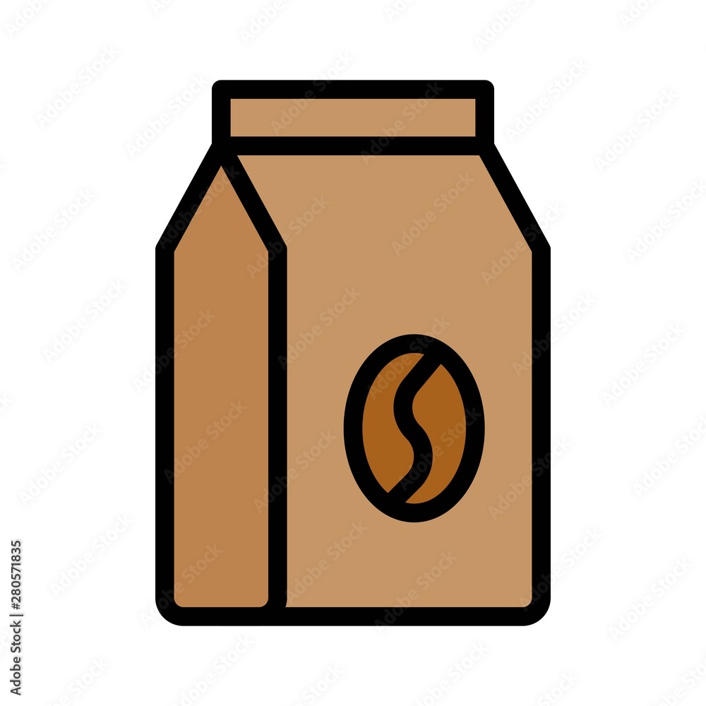 Coffee bag vector, filled style editable outline icon