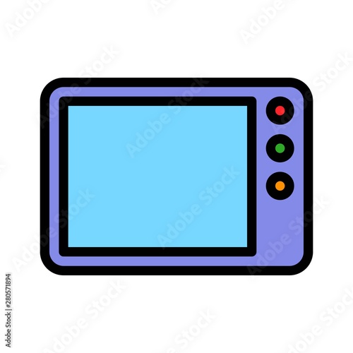 Microwave oven vector, filled style editable outline icon