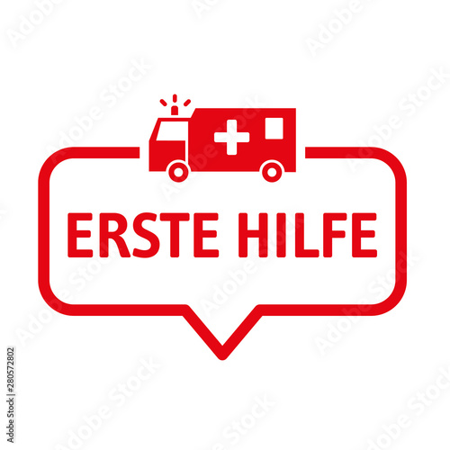 Erste Hilfe - Sprechblase mit Symbol