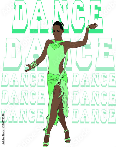 Graceful beautiful girl, performer of Latin American ballroom dancing.