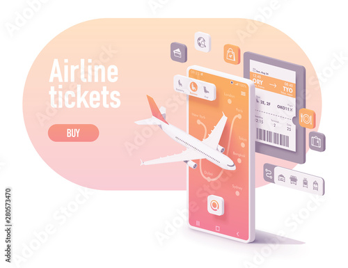 Vector booking airline tickets app concept