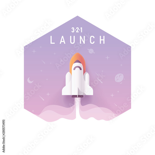 Vector business startup concept, rocket launch