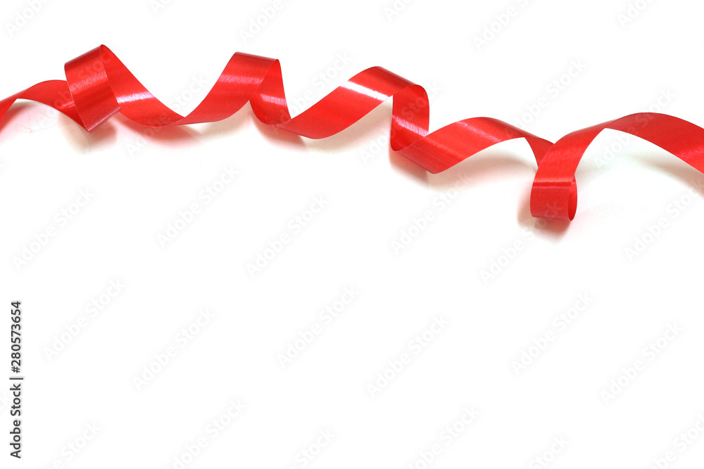 Red ribbon on white background. Red ribbon on white background.