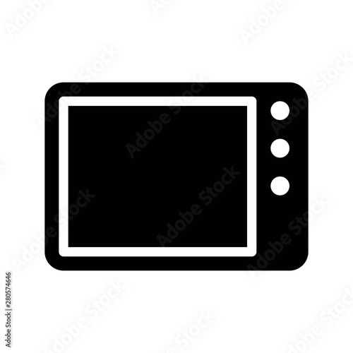 Microwave oven vector, grocery store related solid style icon