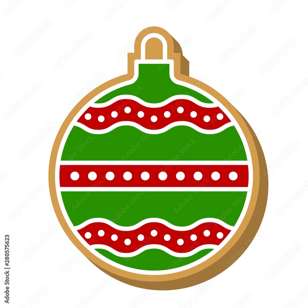 xmas ball gingerbread in flat design editable outline detail xmas ball gingerbread in flat design editable outline detail