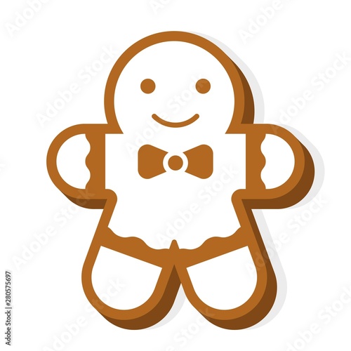 gingerbread cookie icon flat design editable line detail