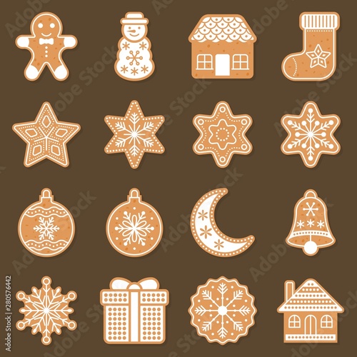gingerbread for christmas theme, flat design with detail editable outline