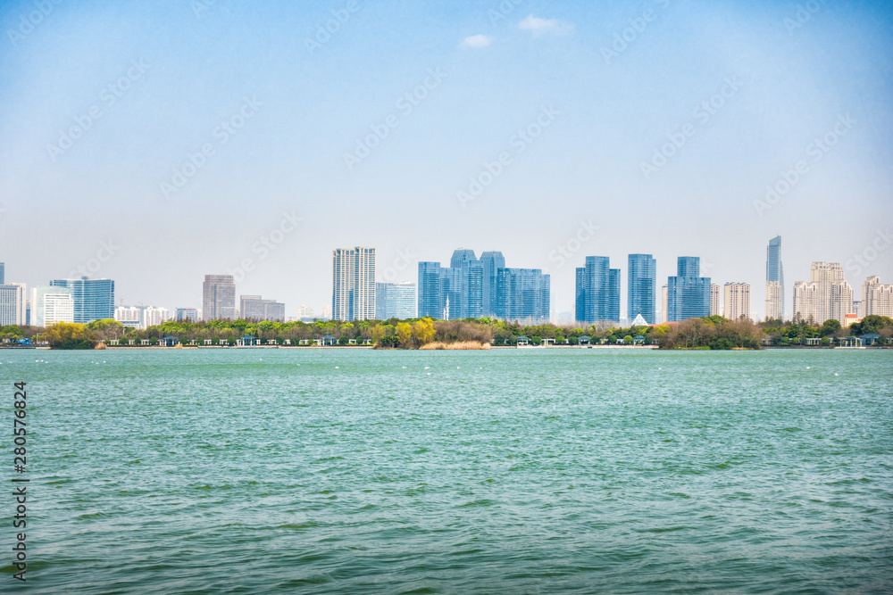 Fototapeta premium the buildings with lake