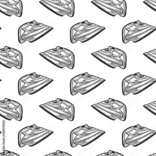 Iron. Vector concept in doodle and sketch style. Hand drawn illustration for printing on T-shirts, postcards. Seamless pattern for textile, paper wrap.