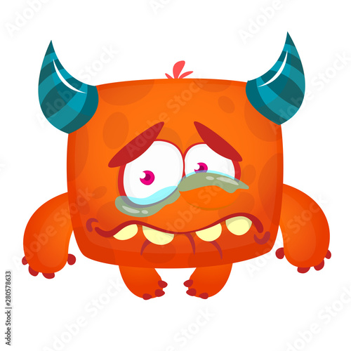 Funny cartoon monster. Vector Halloween illustration