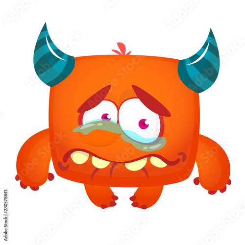 Funny cartoon monster. Vector Halloween illustration