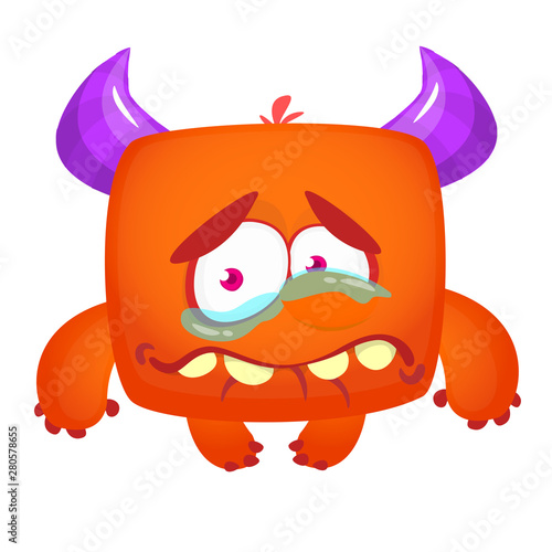 Funny cartoon monster. Vector Halloween illustration