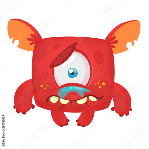 Funny cartoon monster. Vector Halloween illustration