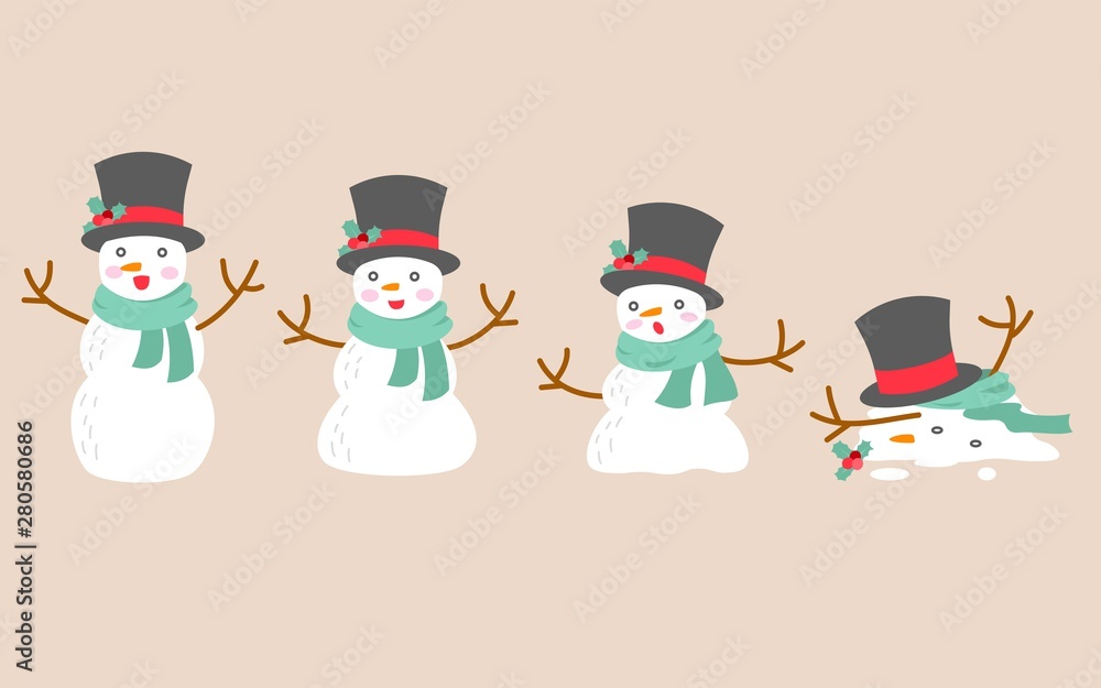 snowman illustration flat design in Christmas winter season for holidays celebration