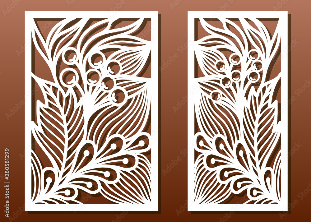 Laser Cut Panel Template Anstract Floral Pattern Stencil For Wood